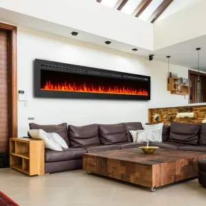 100 inch Electric Fireplace, Wall Mounted Fireplace Insert with Remote Control