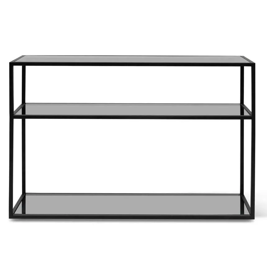 1.2m Grey Glass Console Table - Black Base