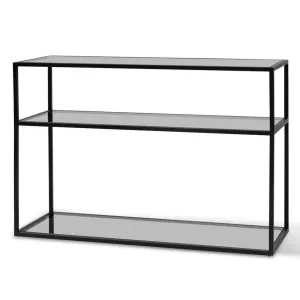 1.2m Grey Glass Console Table - Black Base