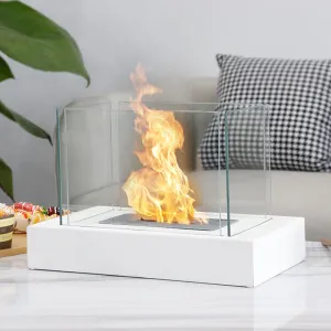 13.5"L Portable Tabletop Fireplace–Clean-Burning Bio Ethanol Ventless Fireplace