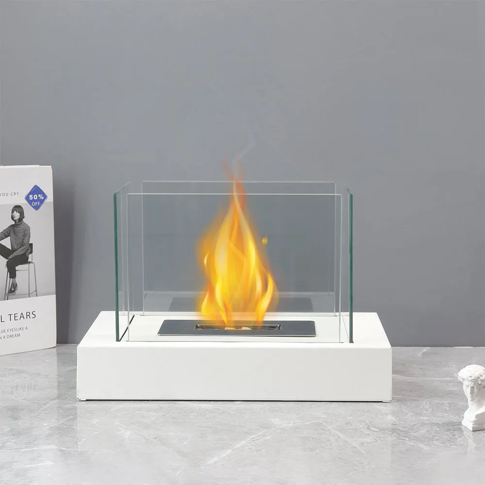 13.5"L Portable Tabletop Fireplace–Clean-Burning Bio Ethanol Ventless Fireplace