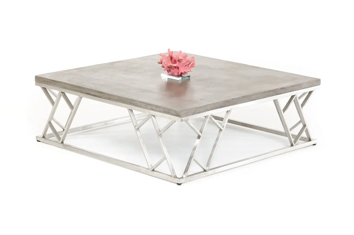 13" Concrete And Steel Coffee Table