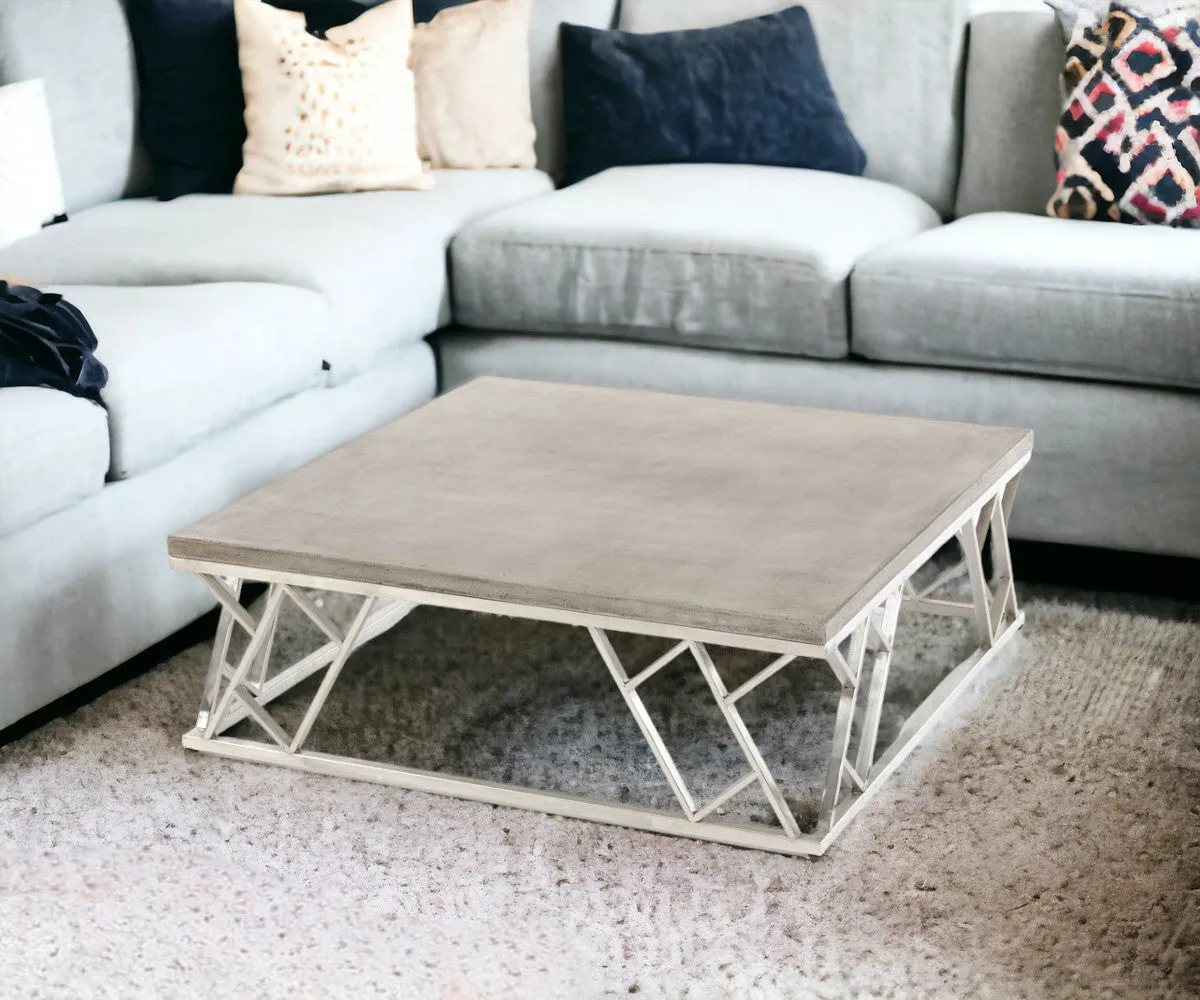 13" Concrete And Steel Coffee Table