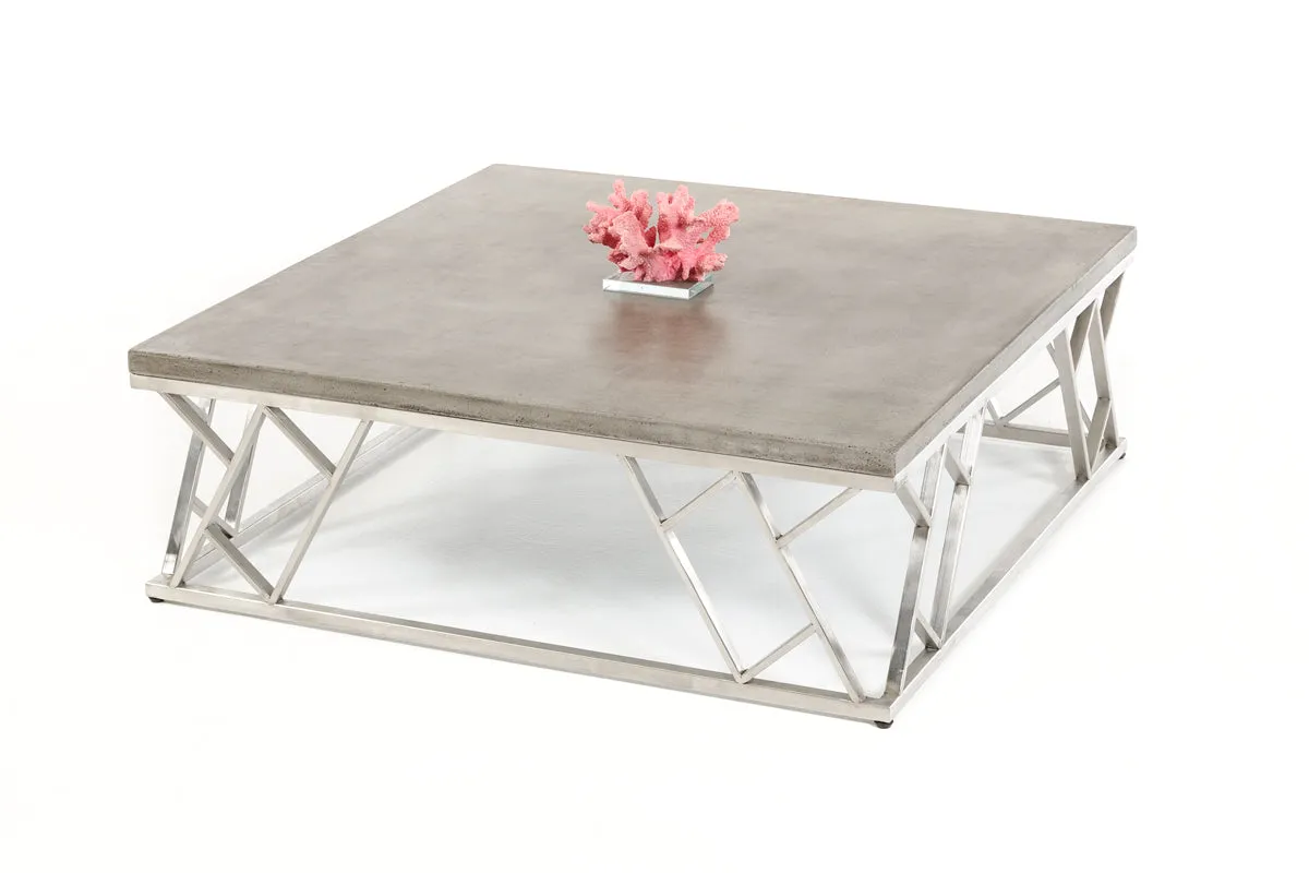 13" Concrete And Steel Coffee Table