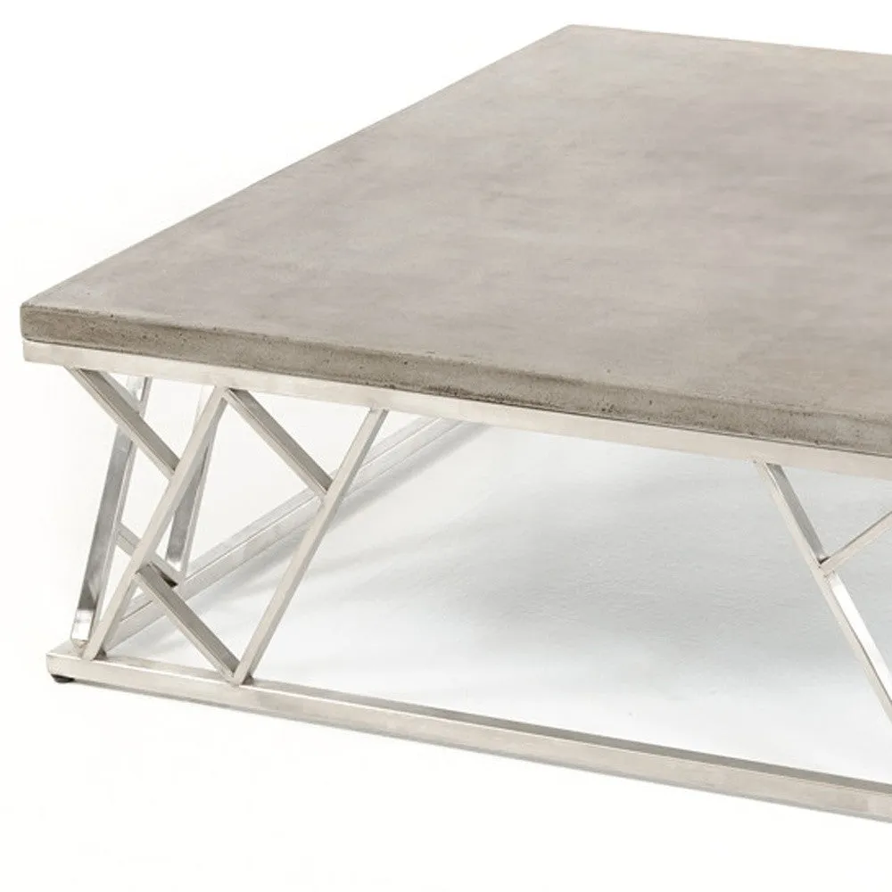 13" Concrete And Steel Coffee Table