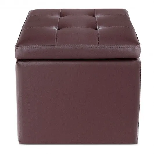 16" Storage Box Ottoman Square Seat Foot Stool-Coffee