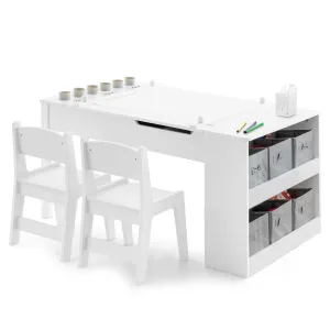 2-in-1 Kids Art Table Set with Chairs-White