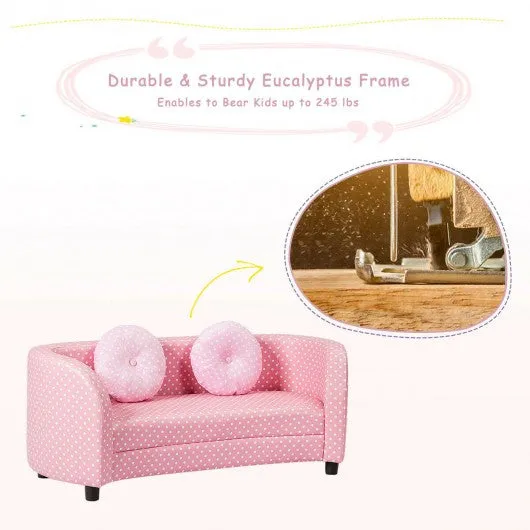 2 Seat Kids Sofa Armrest Chair with Two Cloth Pillows