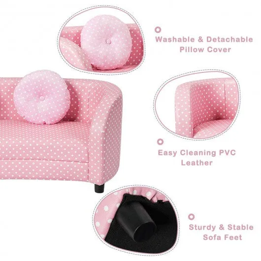 2 Seat Kids Sofa Armrest Chair with Two Cloth Pillows