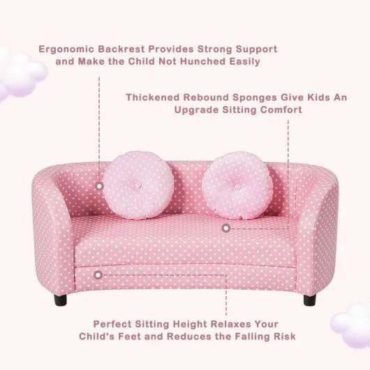 2 Seat Kids Sofa Armrest Chair with Two Cloth Pillows