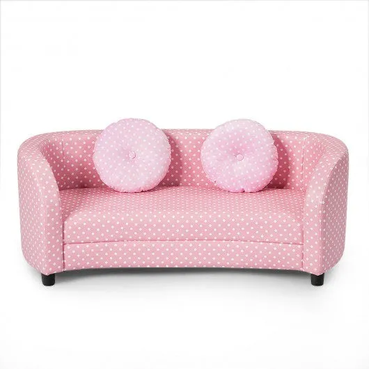 2 Seat Kids Sofa Armrest Chair with Two Cloth Pillows