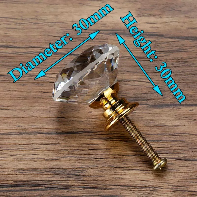 20-40mm Diamond Shape Design Crystal Glass Knobs Cupboard Drawer Pull Kitchen Cabinet Door Wardrobe Handles Hardware