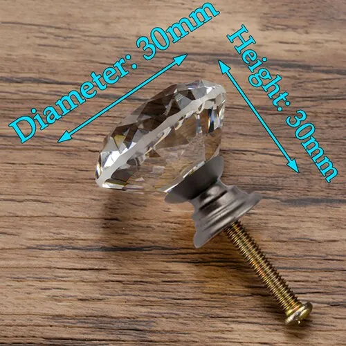 20-40mm Diamond Shape Design Crystal Glass Knobs Cupboard Drawer Pull Kitchen Cabinet Door Wardrobe Handles Hardware