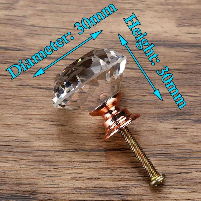 20-40mm Diamond Shape Design Crystal Glass Knobs Cupboard Drawer Pull Kitchen Cabinet Door Wardrobe Handles Hardware