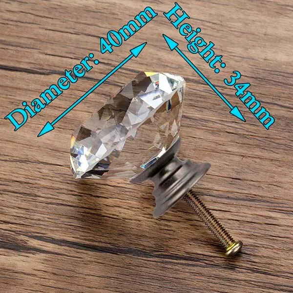 20-40mm Diamond Shape Design Crystal Glass Knobs Cupboard Drawer Pull Kitchen Cabinet Door Wardrobe Handles Hardware