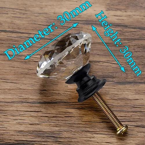 20-40mm Diamond Shape Design Crystal Glass Knobs Cupboard Drawer Pull Kitchen Cabinet Door Wardrobe Handles Hardware