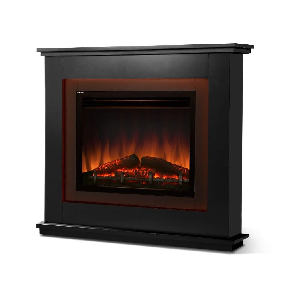 2000W Electric Fireplace Mantle Portable Fire Log Wood Heater 3D Flame Effect Black