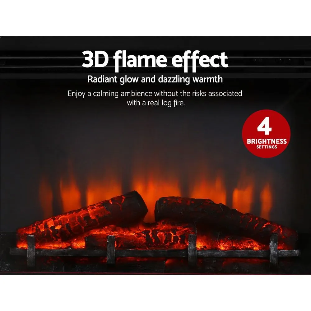 2000W Electric Fireplace Mantle Portable Fire Log Wood Heater 3D Flame Effect Black