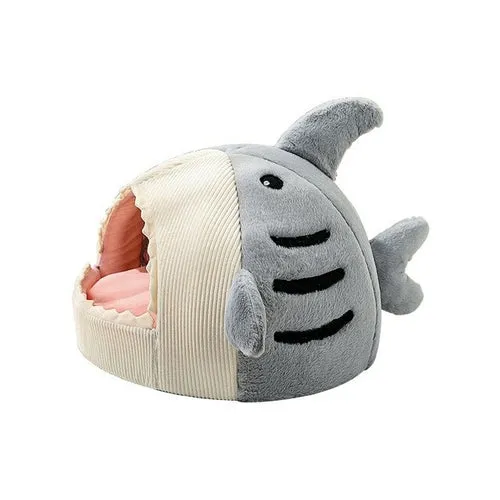 2022 Winter New Cartoon Shark Pet Dog Cat Bed Plush Full Size Washable