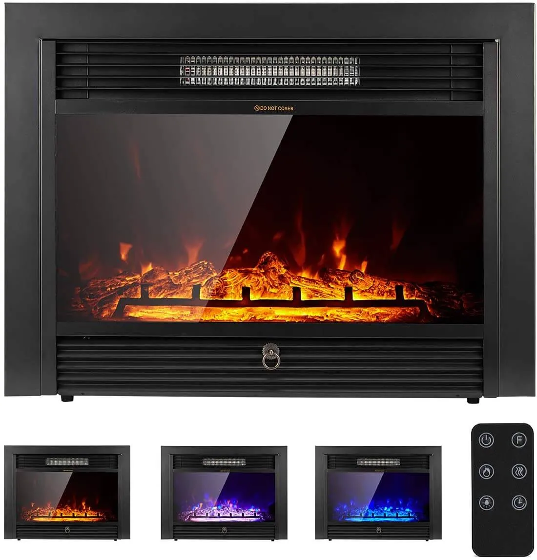 28.5" Electric Fireplace Insert with 3 Color Flames, Fireplace Heater with Remote Control and Timer, 750w-1500W,Classic Style