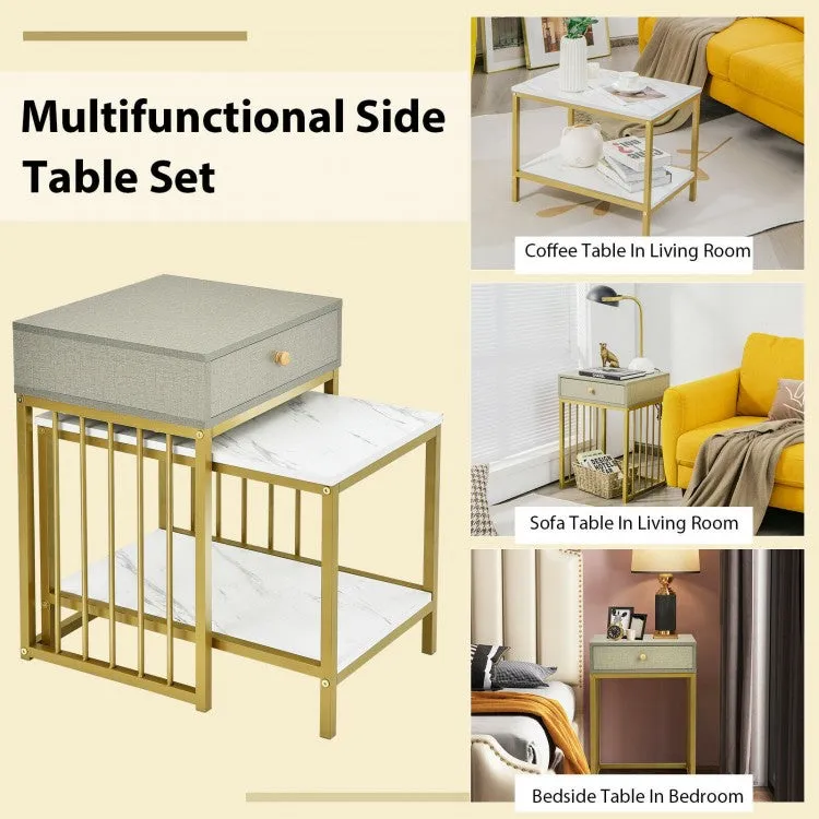 2Pc Modern Nesting Coffee Table Set