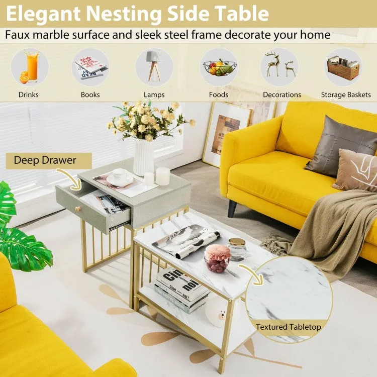 2Pc Modern Nesting Coffee Table Set