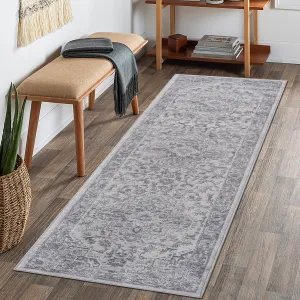 2X8 Silver/Oriental Non-Shedding Living Room Bedroom Dining Home Office Stylish and Stain Resistant Area Rug