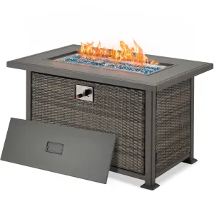 44 in Fire Pit Table 50,000 BTU Auto-Ignition Propane Fire Pit with 2 Hidden Side Hooks, Dark Gray