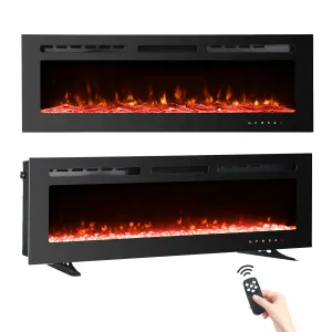 50 inch Electric Fireplace with Free Standing, Wall Mounted Insert Heater Remote Control