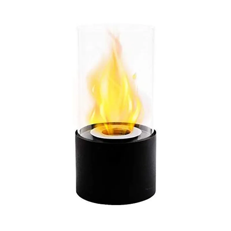 5"x 5"x10" Black Tabletop Fireplace (Small)