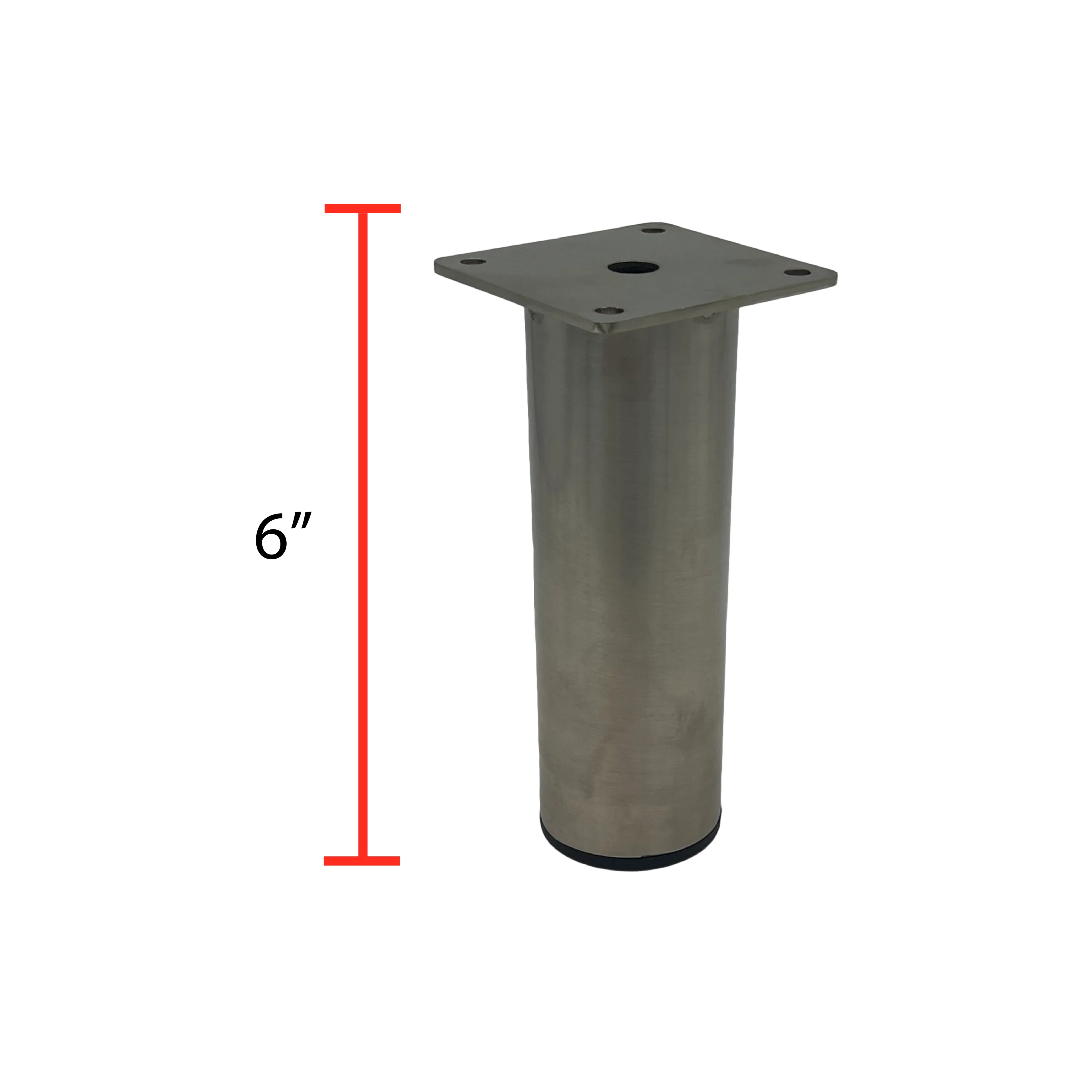 6” Nickel Cylindrical Metal Sofa Legs (ML-26-N)