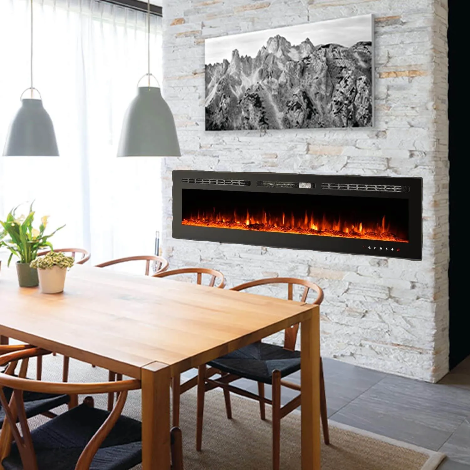 70 inch Electric Fireplace, Wall Mounted Fireplace Insert with Remote Control&Touch Screen