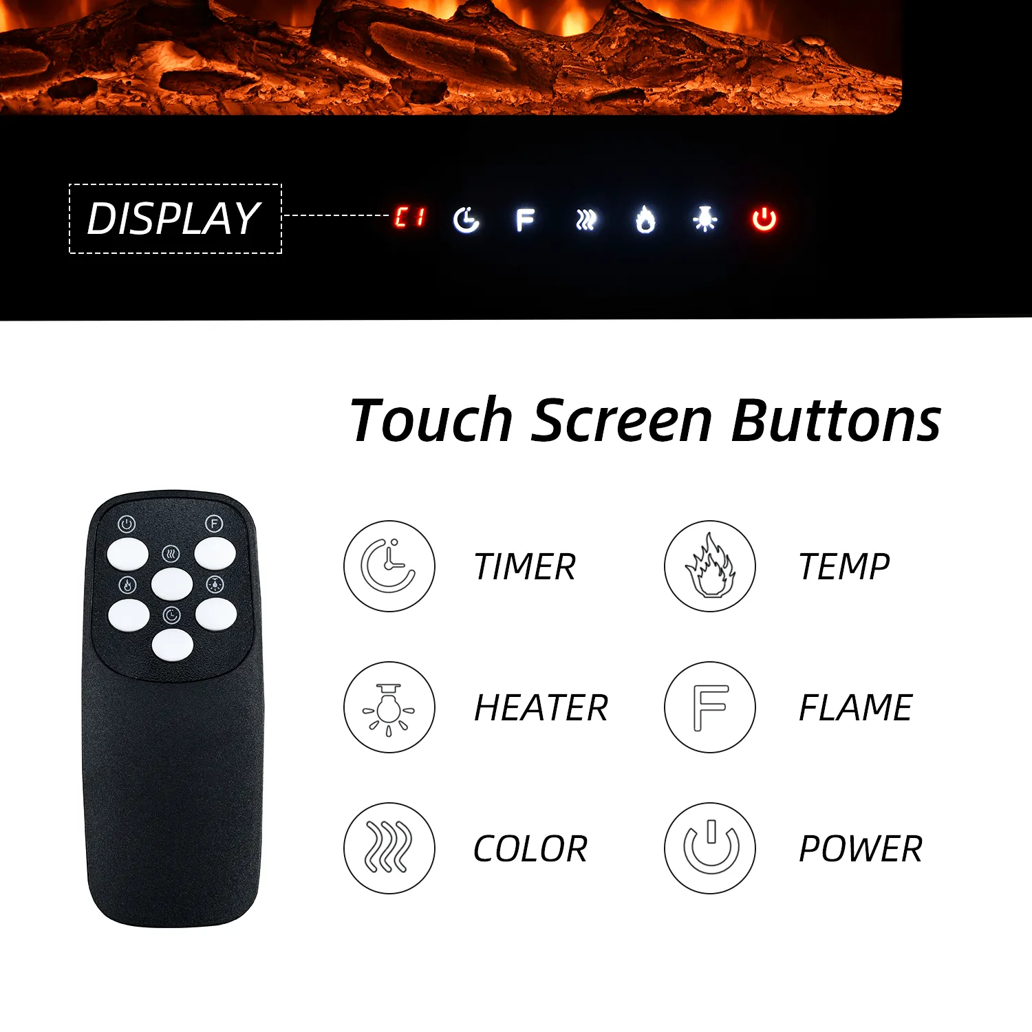 70 inch Electric Fireplace, Wall Mounted Fireplace Insert with Remote Control&Touch Screen