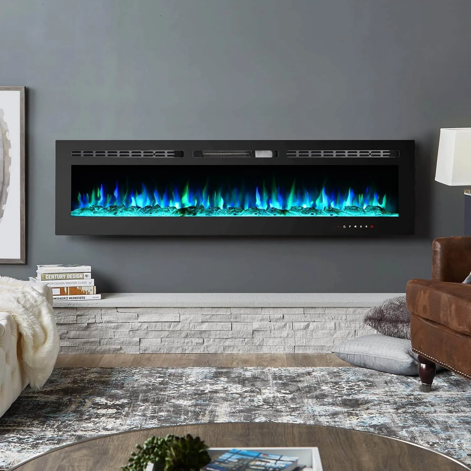 70 inch Electric Fireplace, Wall Mounted Fireplace Insert with Remote Control&Touch Screen