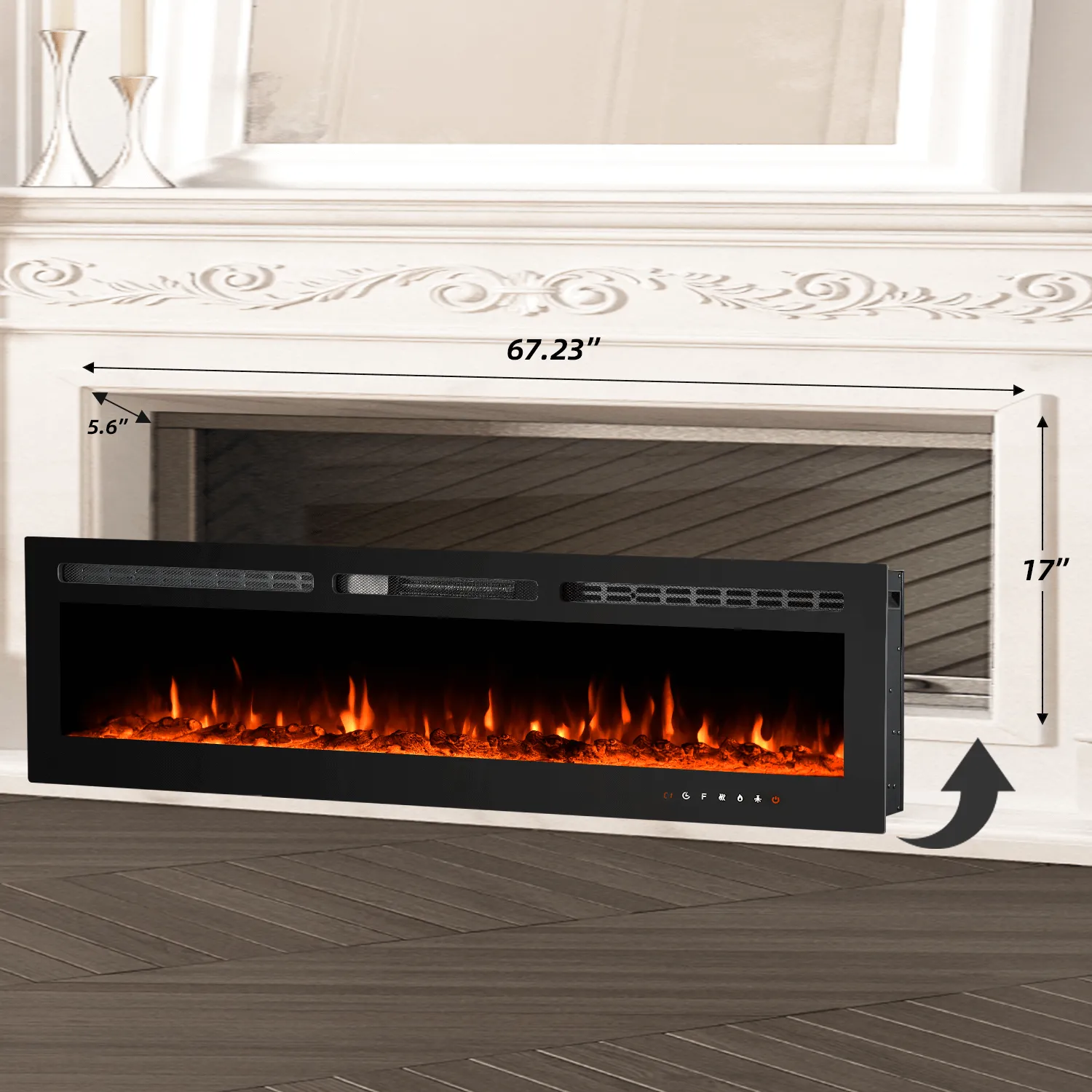 70 inch Electric Fireplace, Wall Mounted Fireplace Insert with Remote Control&Touch Screen