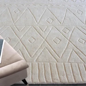 Anushka Cream White Wool Rug