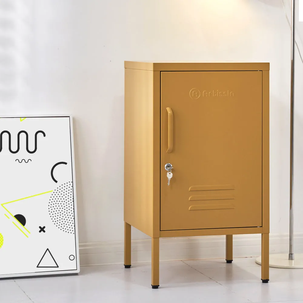 ArtissIn Bedside Table Metal Cabinet - MINI Yellow