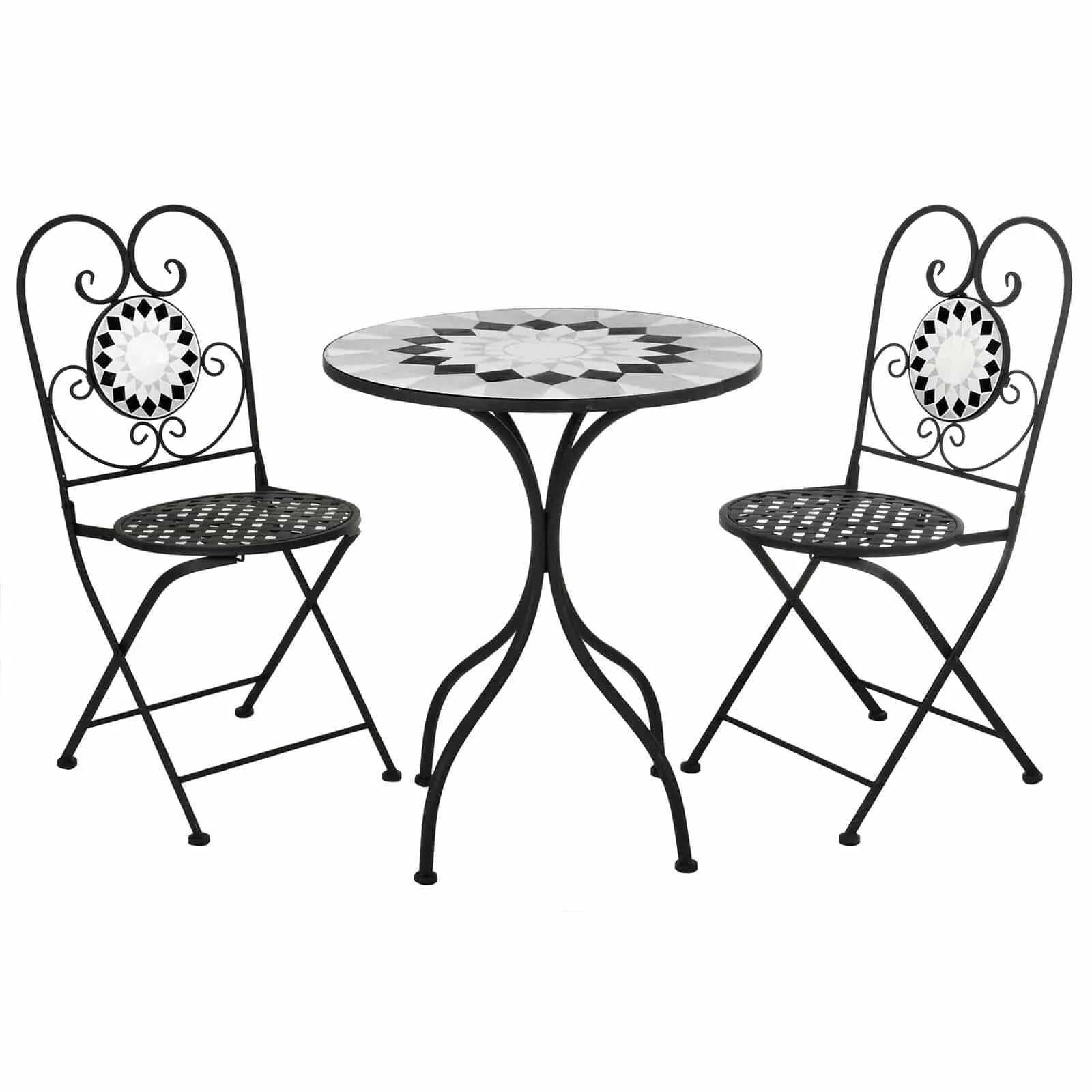 Azuma Garden Bistro Set Table Chairs Mosaic Tile Greek Design