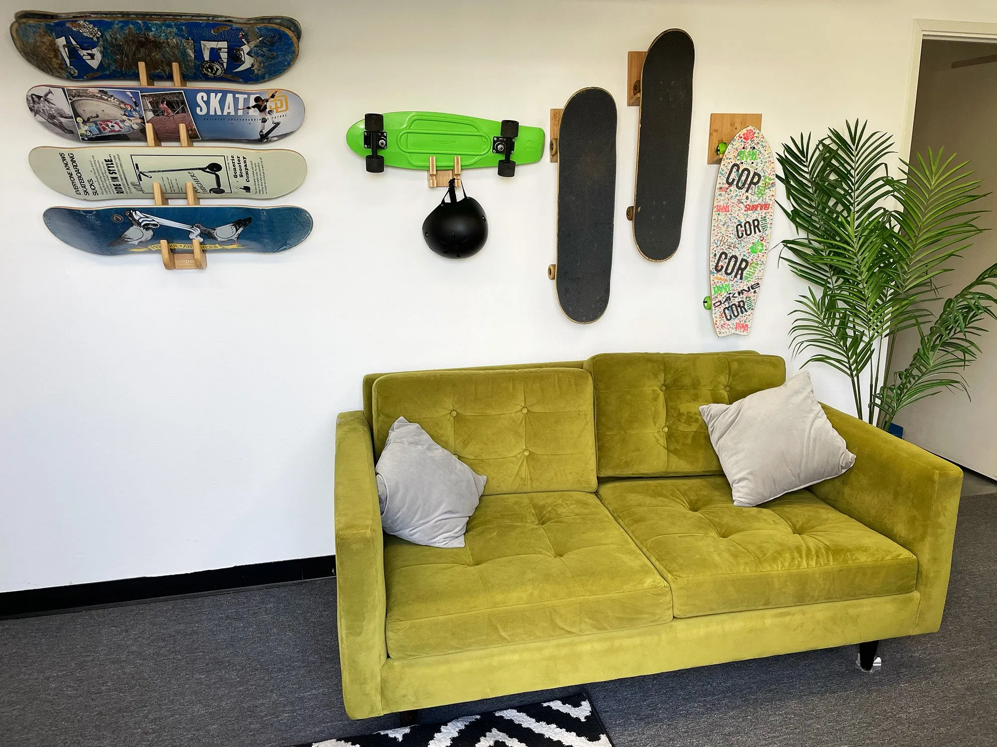 Bamboo Skateboard Wall Rack