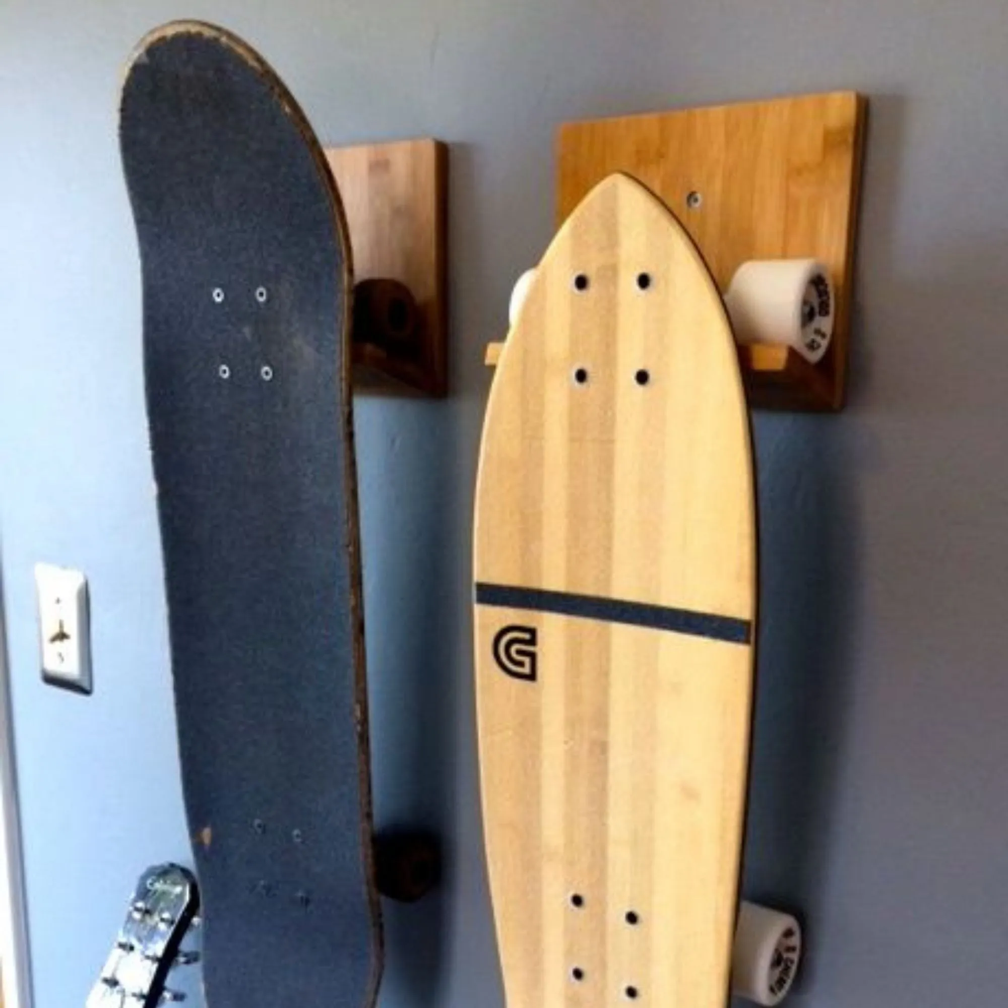 Bamboo Skateboard Wall Rack