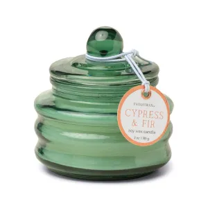 Beam Transparent Green Glass Candle With Lid - Cypress & Fir