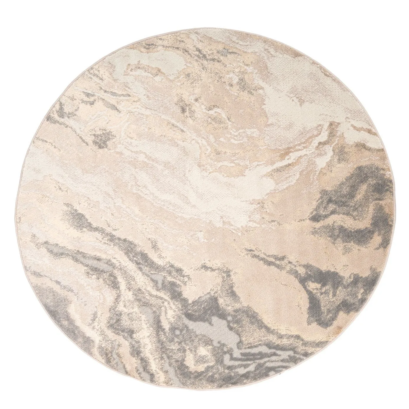 Beige Circle Marble Style Rug - Galena