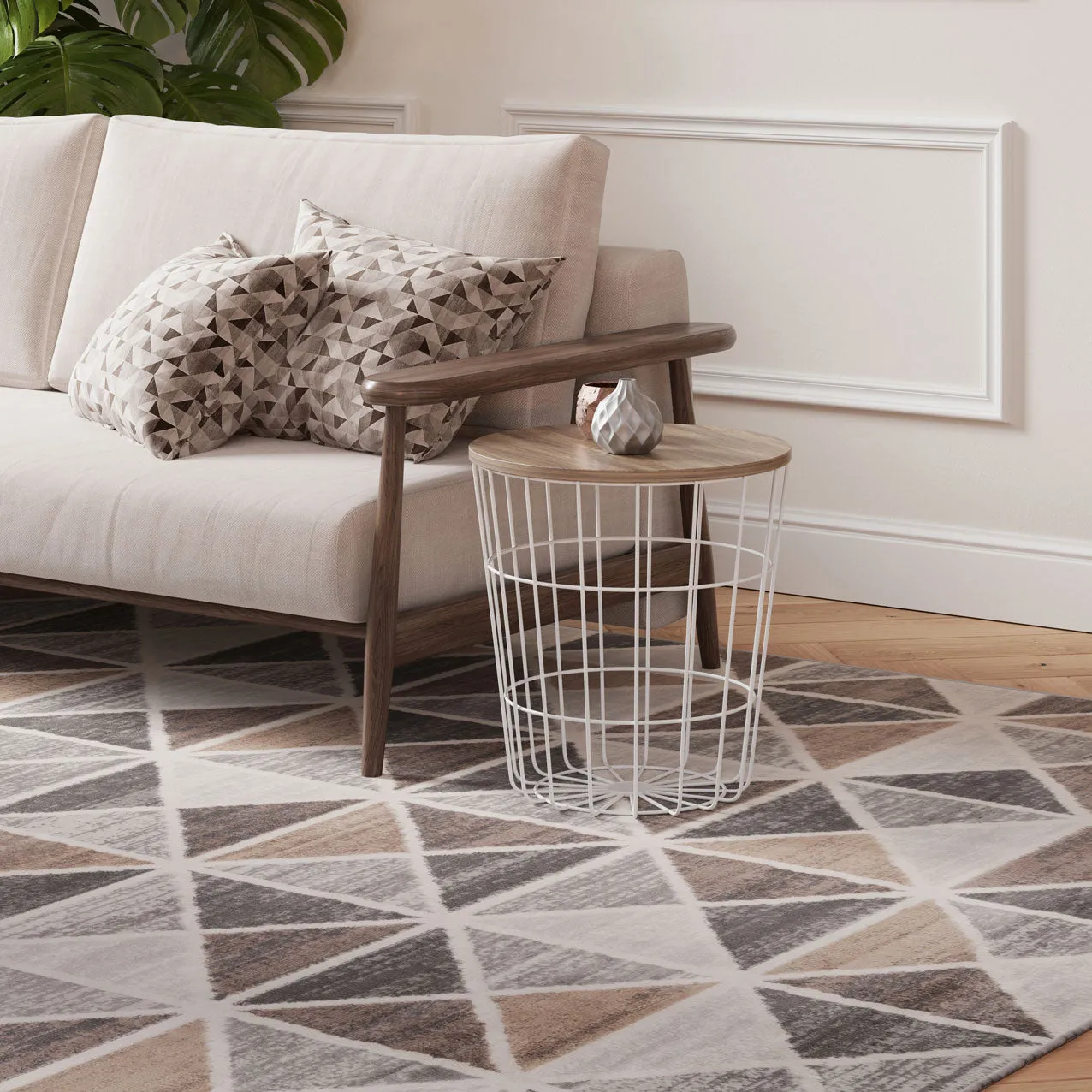 Beige Grey Multi Tile Area Rug