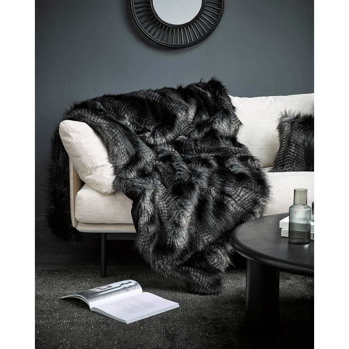 Black Coyote Throw (Faux Fur)