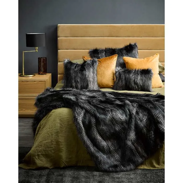 Black Coyote Throw (Faux Fur)