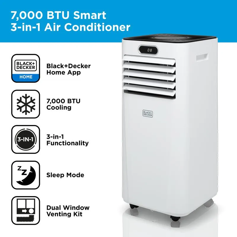 Black Decker BXAC40024GB 7000 BTU Portable Smart Air Conditioner