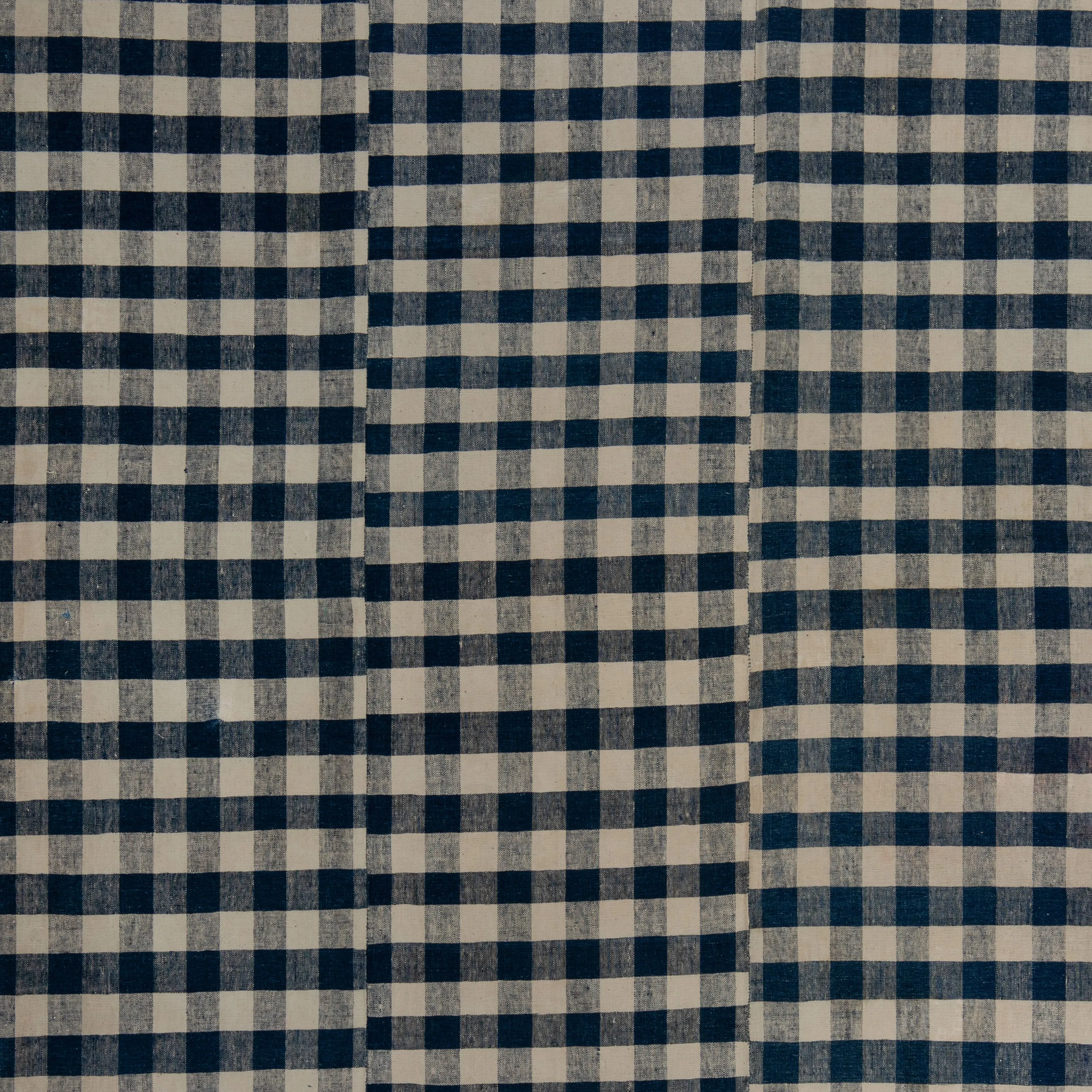 Blue Checkered Plaid Flatweave Wool Rug - 5'11" x 9'10"