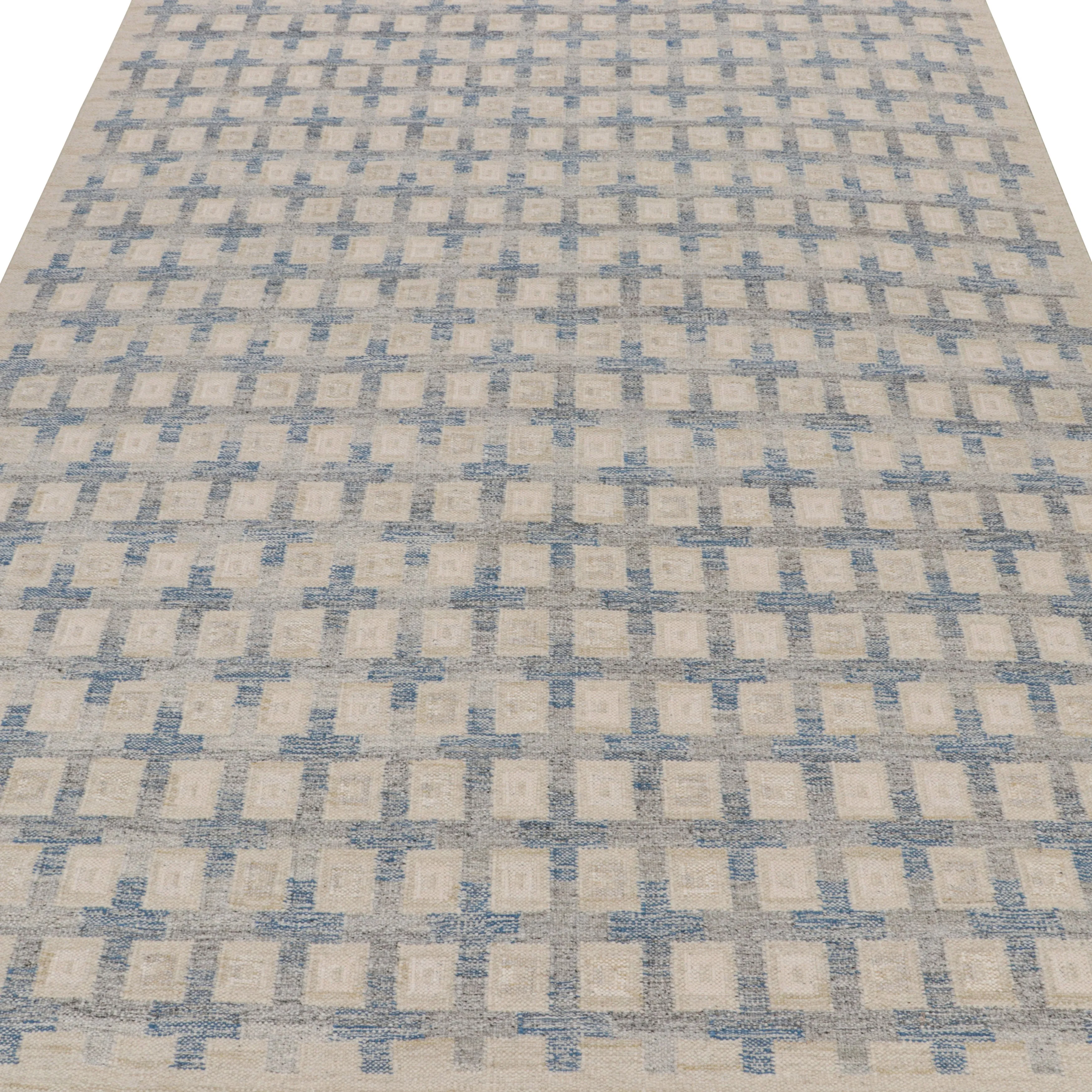 Blue Swedish Flatweave Rug - 10'1" x 14'