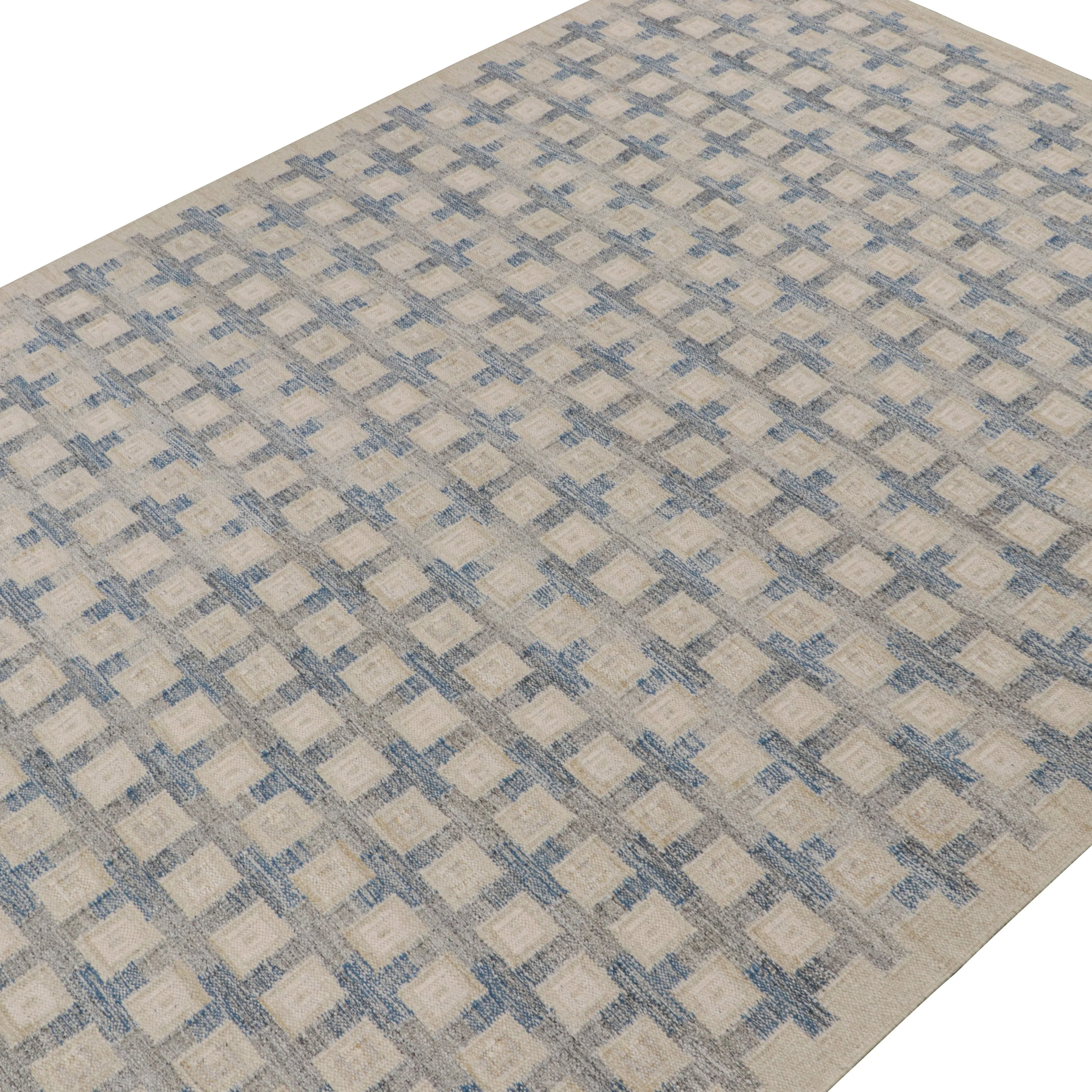 Blue Swedish Flatweave Rug - 10'1" x 14'