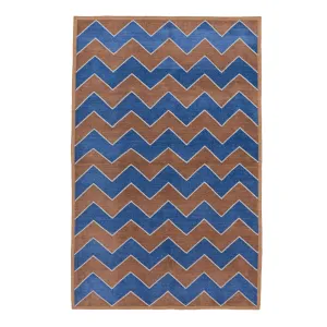 Brown & Blue Flatweave Chenille Rug - 3'6" x 5'6"